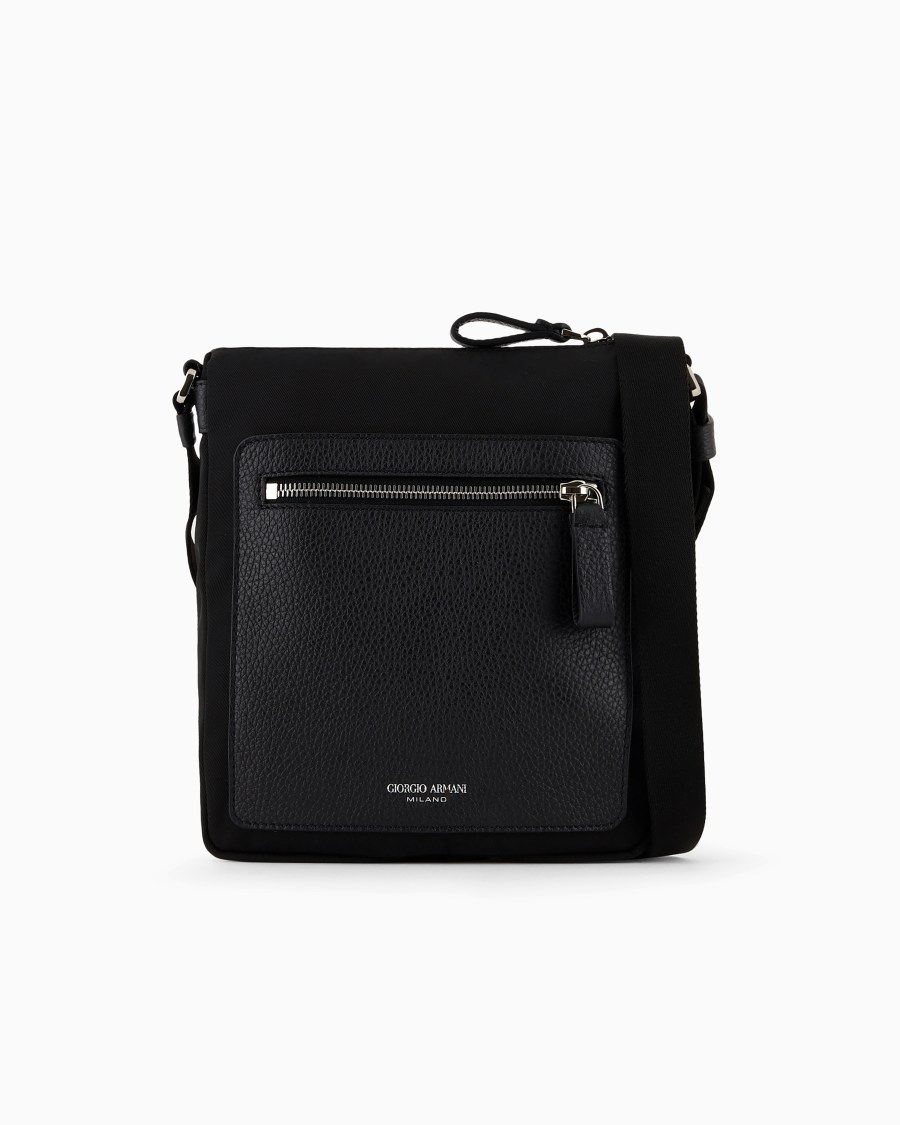 The world of armani CROSSBODY IN NYLON E PELLE GRANATA ASV
