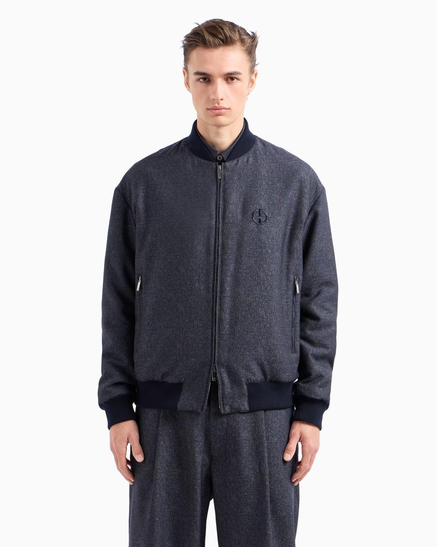 The World Of Armani DENIM COLLECTION BLOUSON IN LANA VERGINE VISCOSA E SETA