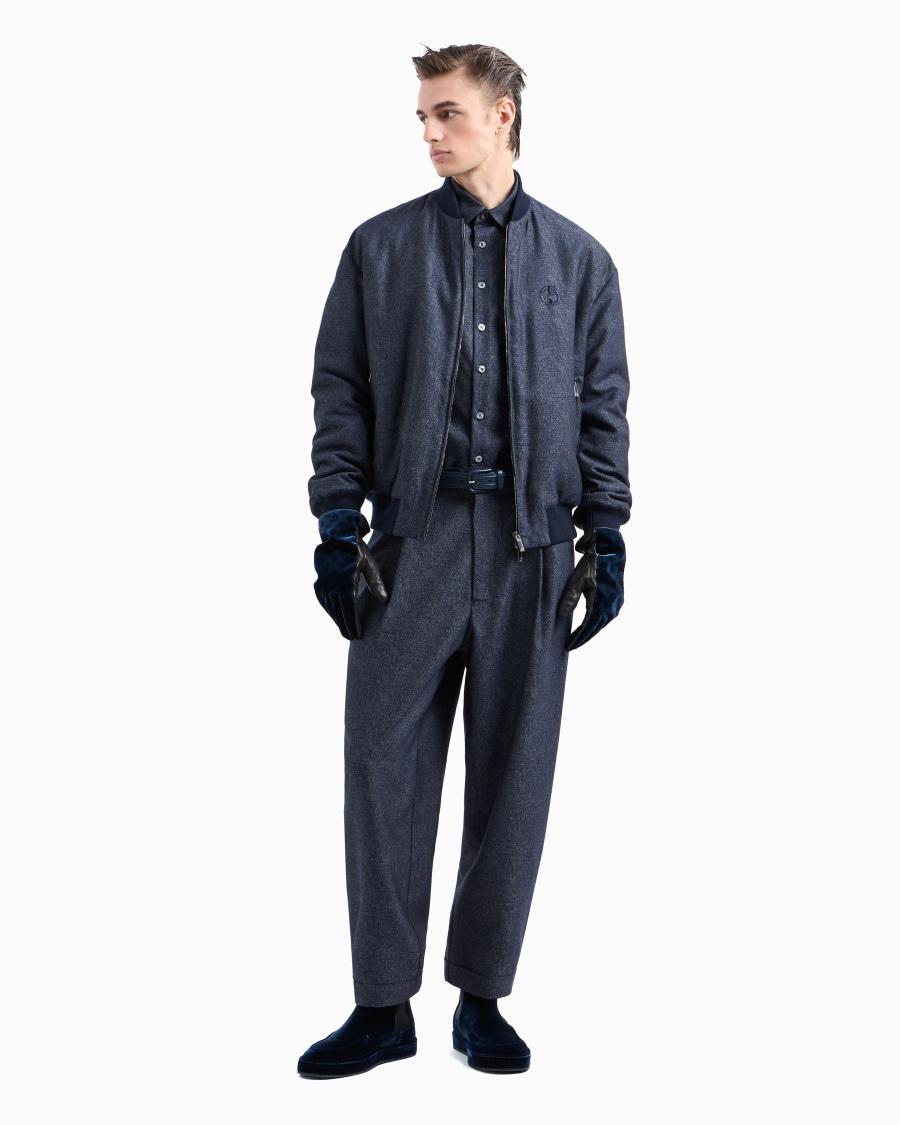 The World Of Armani DENIM COLLECTION BLOUSON IN LANA VERGINE VISCOSA E SETA