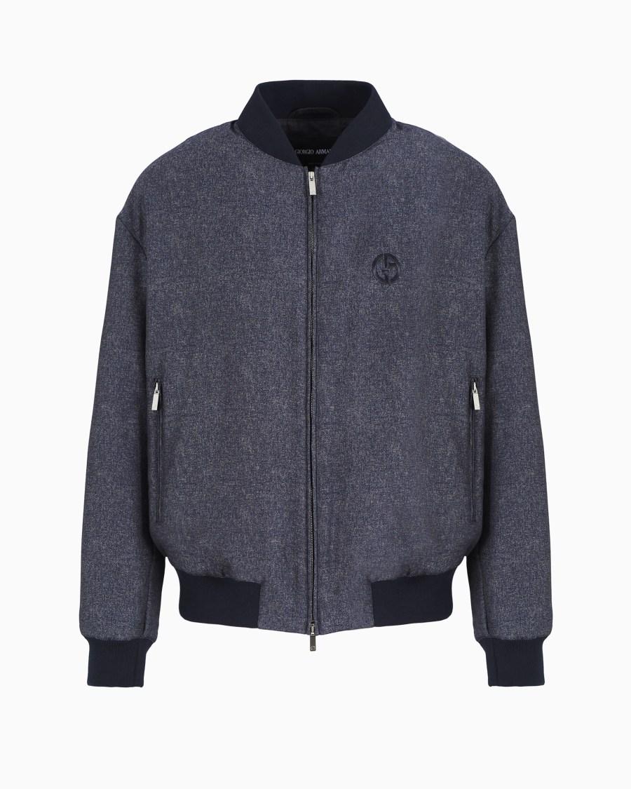 The world of armani DENIM COLLECTION BLOUSON IN LANA VERGINE VISCOSA E SETA