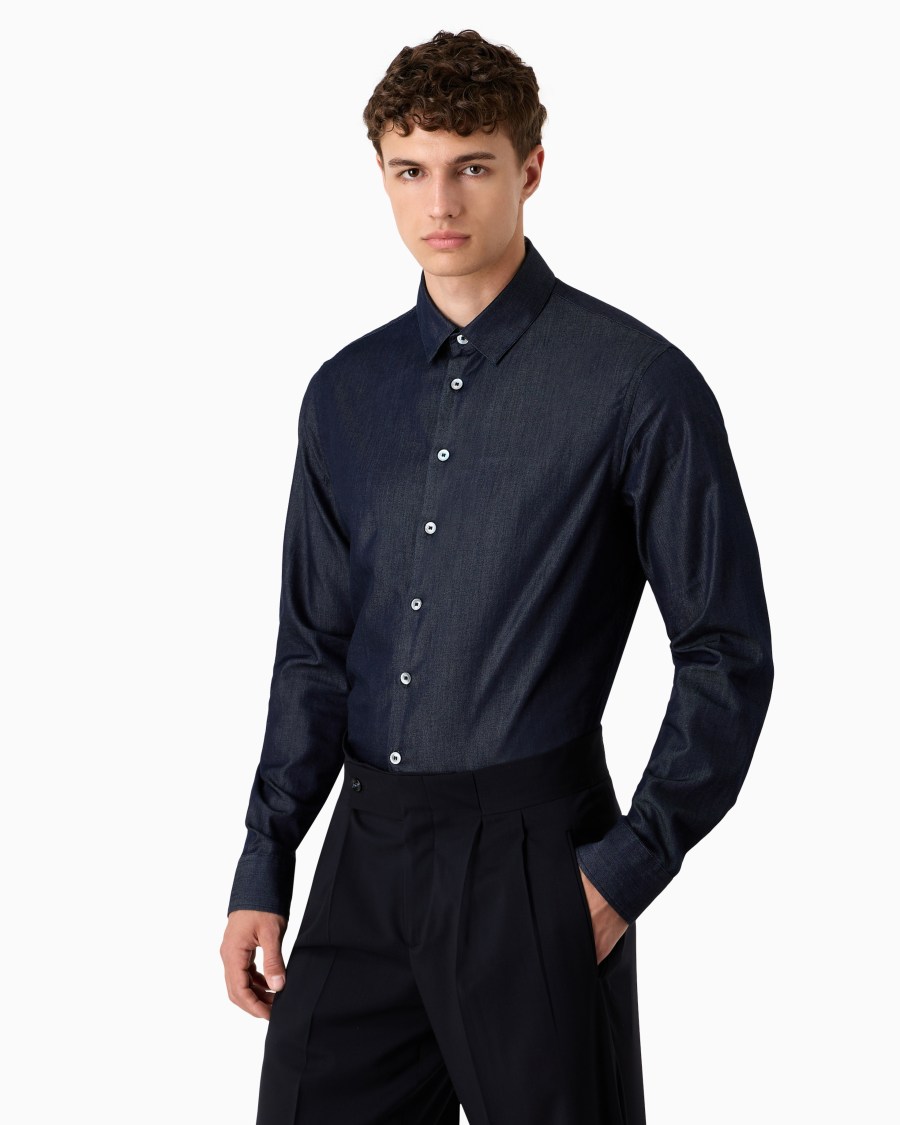 The World Of Armani DENIM COLLECTION CAMICIA IN DENIM DI COTONE