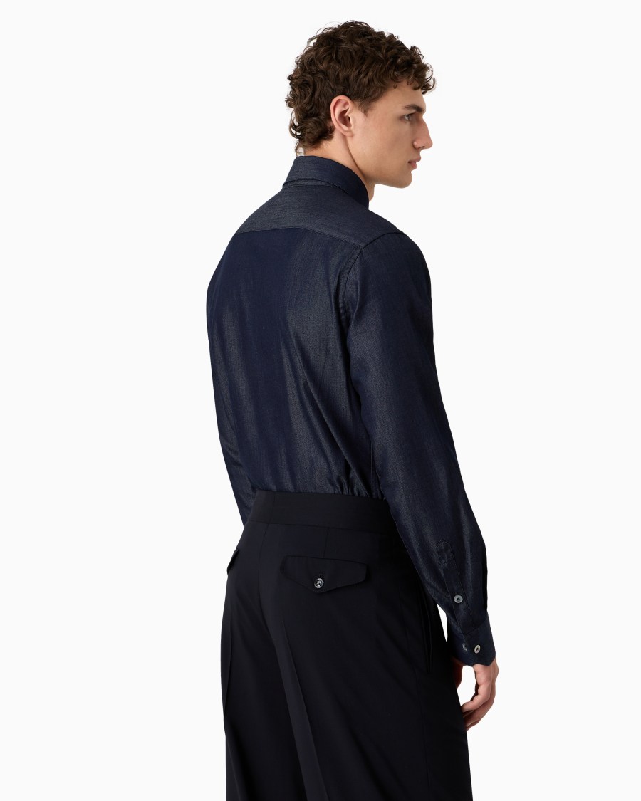 The World Of Armani DENIM COLLECTION CAMICIA IN DENIM DI COTONE