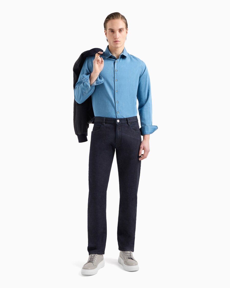 The World Of Armani DENIM COLLECTION CAMICIA IN DENIM DI COTONE