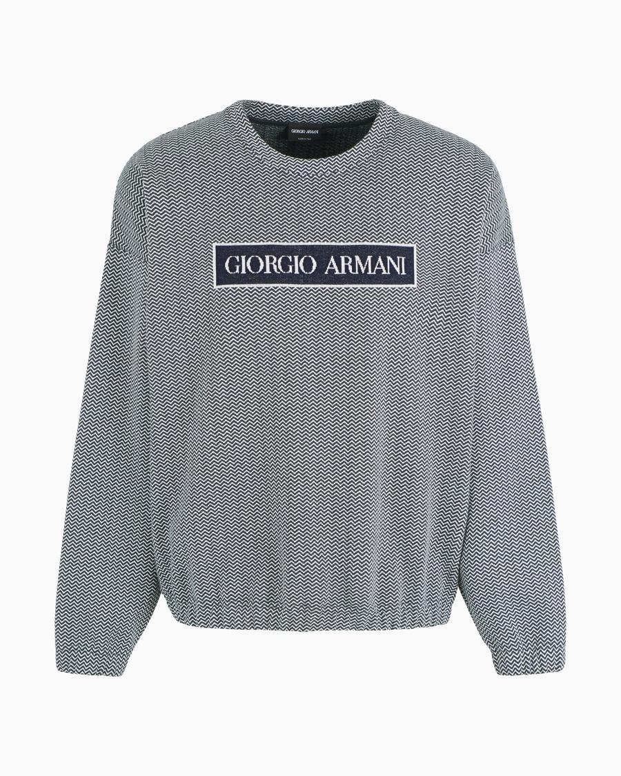 The world of armani DENIM COLLECTION FELPA IN COTONE JACQUARD CHEVRON