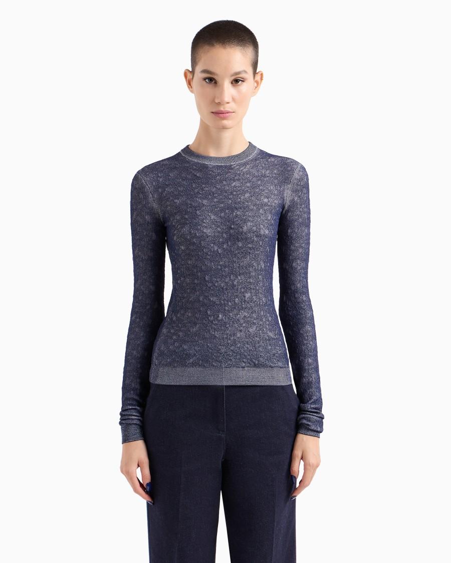 The World Of Armani DENIM COLLECTION MAGLIA GIROCOLLO IN MISTO VISCOSA GOFFRATA