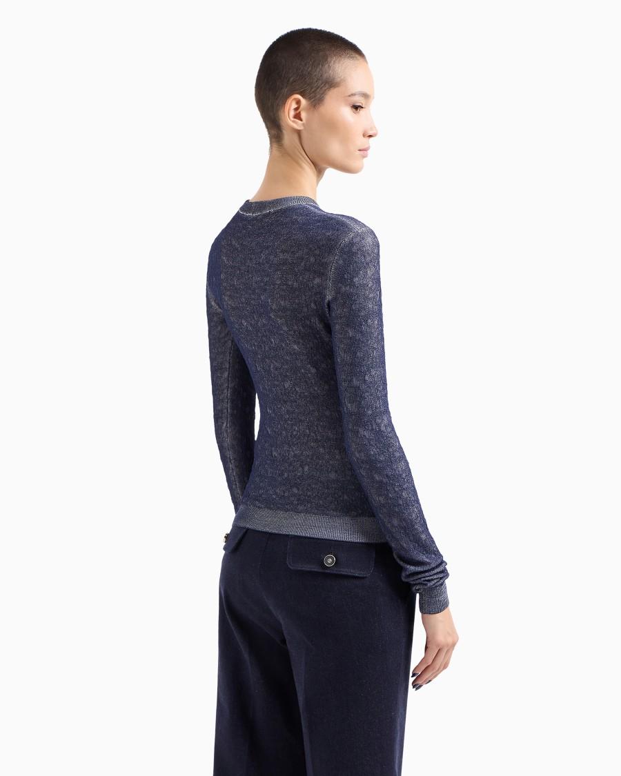 The World Of Armani DENIM COLLECTION MAGLIA GIROCOLLO IN MISTO VISCOSA GOFFRATA