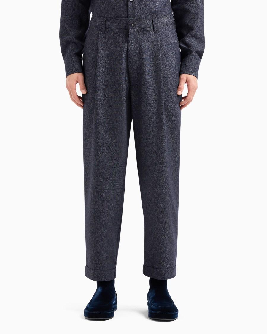 The World Of Armani DENIM COLLECTION PANTALONI A UNA PINCE IN LANA VERGINE VISCOSA E SETA