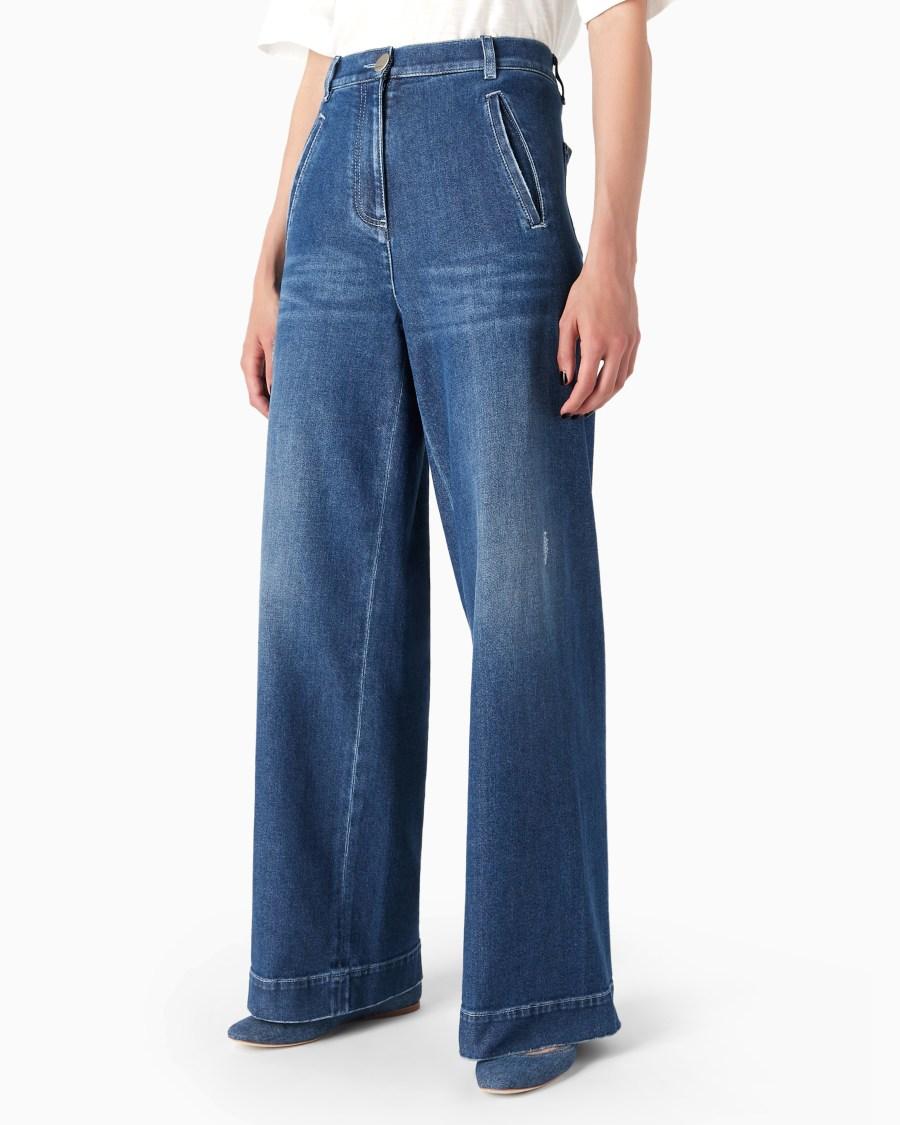 The World Of Armani DENIM COLLECTION PANTALONI AMPI IN DENIM DI COTONE STRETCH