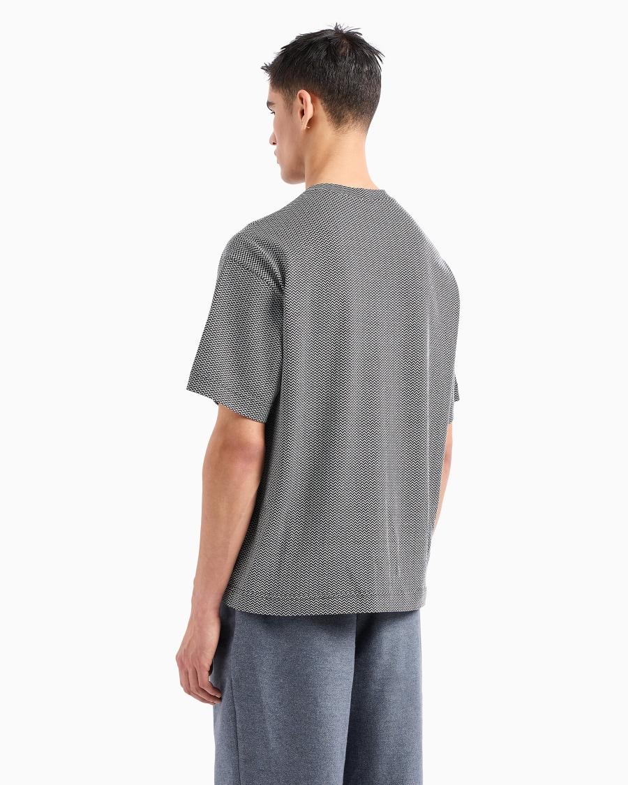 The World Of Armani DENIM COLLECTION T-SHIRT IN COTONE CON LOGO JACQUARD