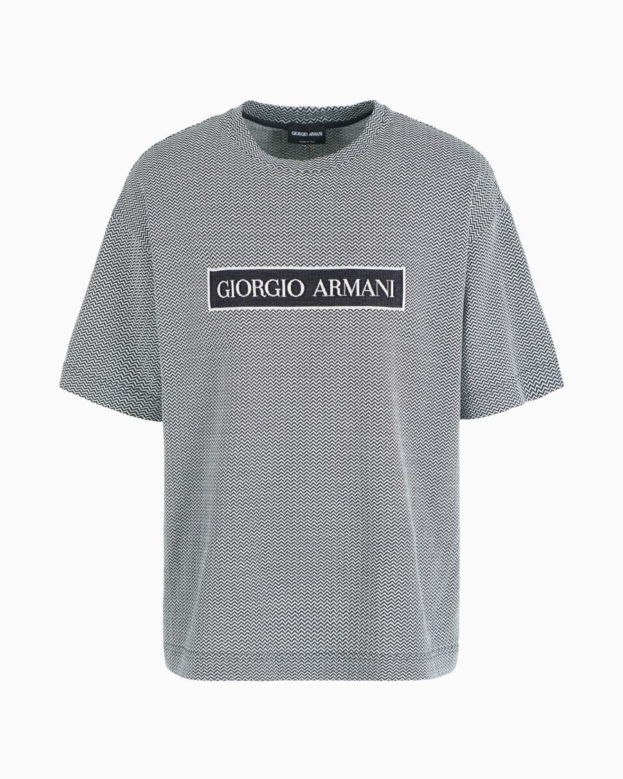 The world of armani DENIM COLLECTION T-SHIRT IN COTONE CON LOGO JACQUARD