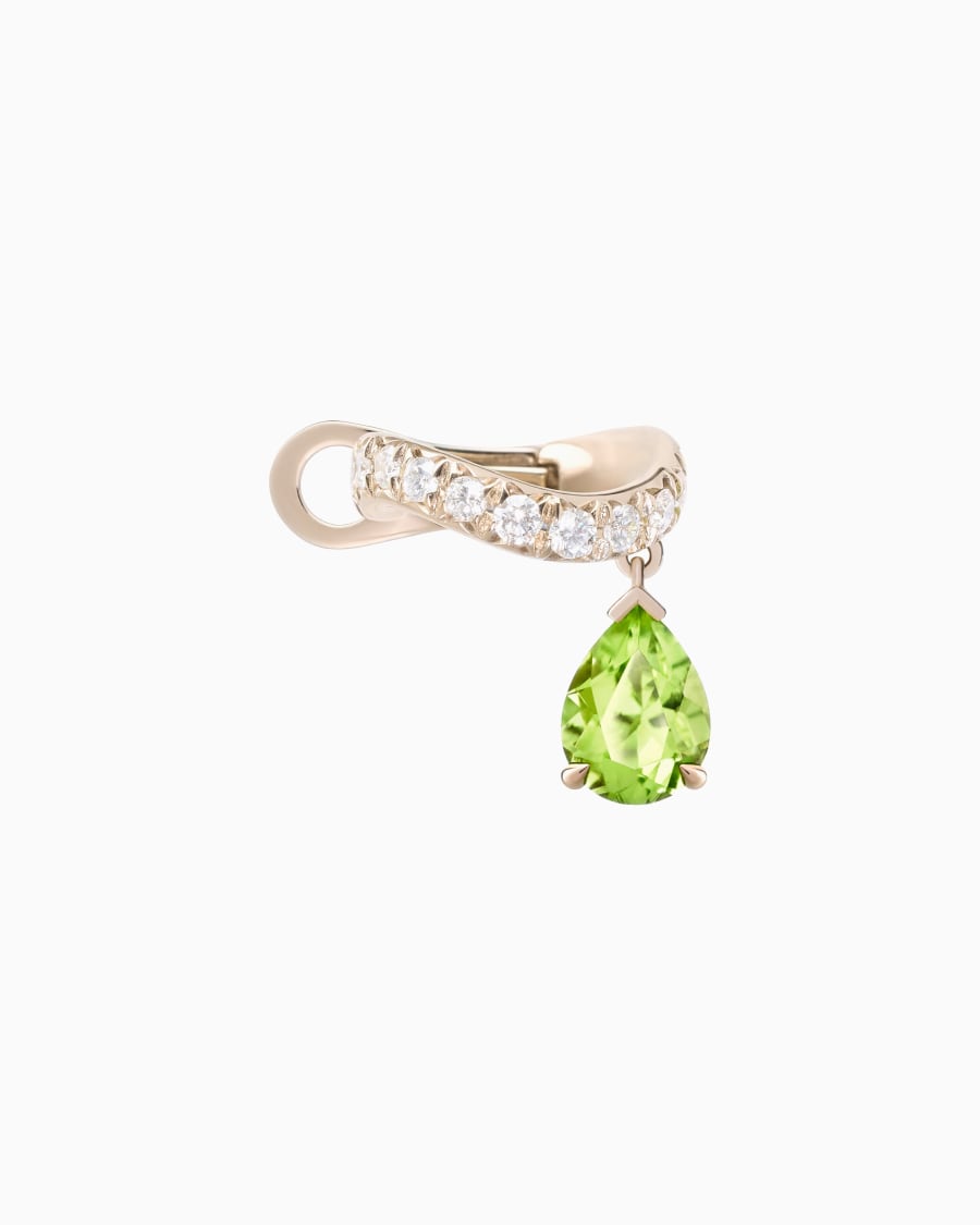 The world of armani EAR CUFF BLANCHE IN ORO 18 KT DIAMANTI E PERIDOTO