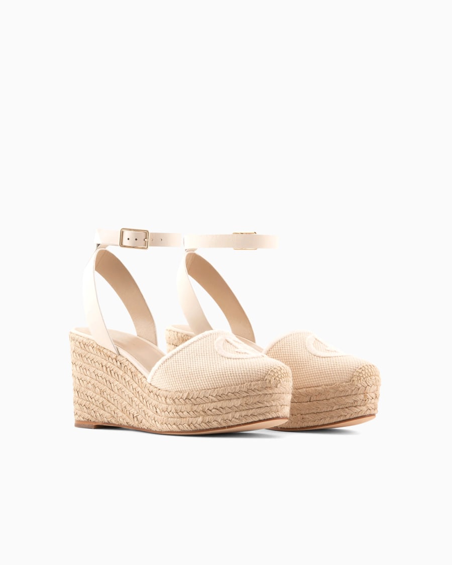 The World Of Armani ESPADRILLAS IN COTONE CON ZEPPA E LOGO RICAMATO