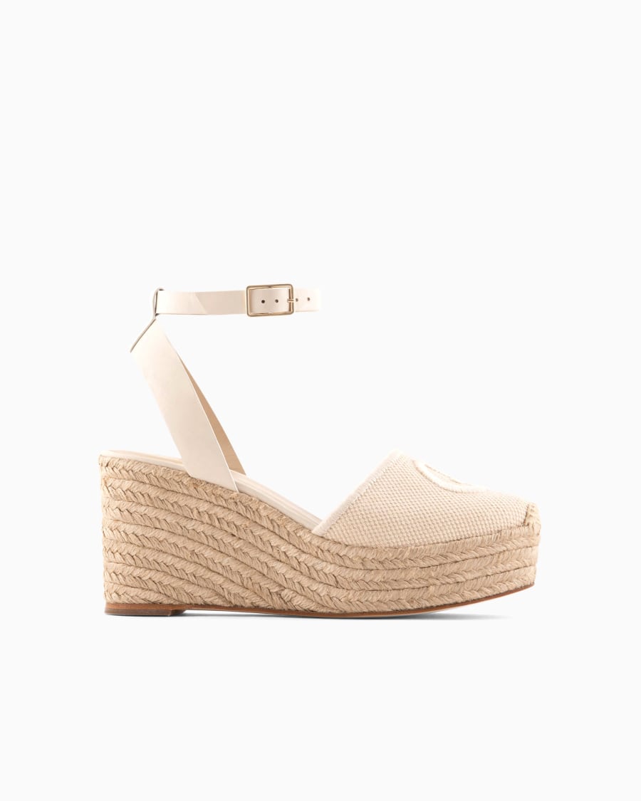 The world of armani ESPADRILLAS IN COTONE CON ZEPPA E LOGO RICAMATO
