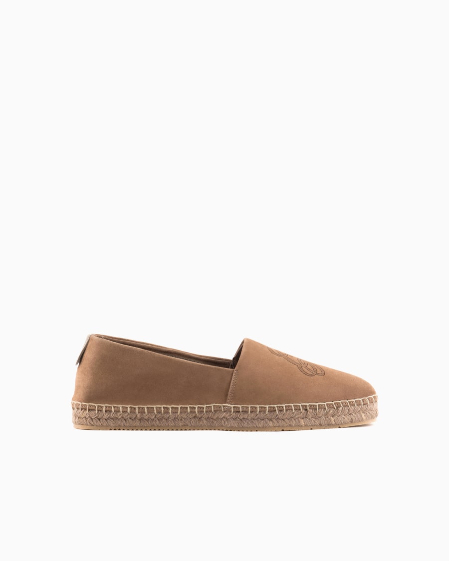 The world of armani ESPADRILLAS IN PELLE SCAMOSCIATA CON LOGO