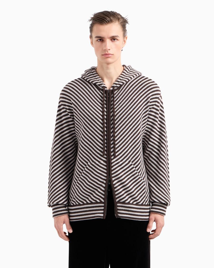 The World Of Armani FELPA CON CAPPUCCIO IN MAGLIA DI LANA