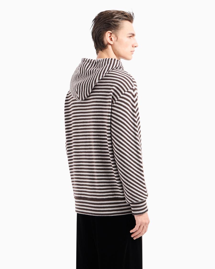 The World Of Armani FELPA CON CAPPUCCIO IN MAGLIA DI LANA