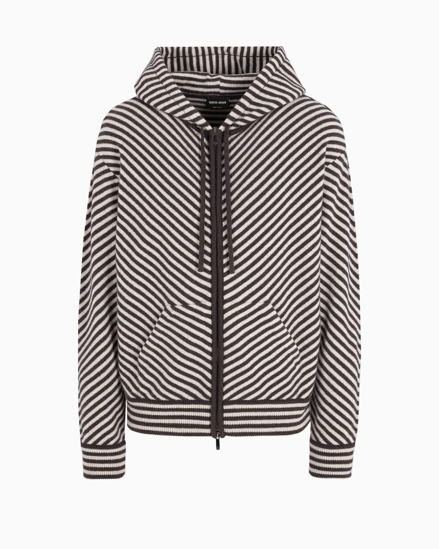 The world of armani FELPA CON CAPPUCCIO IN MAGLIA DI LANA