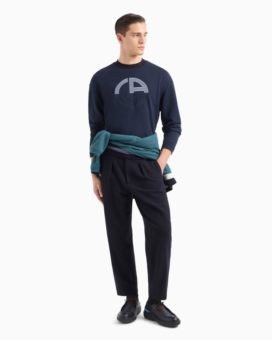 The World Of Armani FELPA GIROCOLLO IN COTONE E CASHMERE CO MAXI LOGO