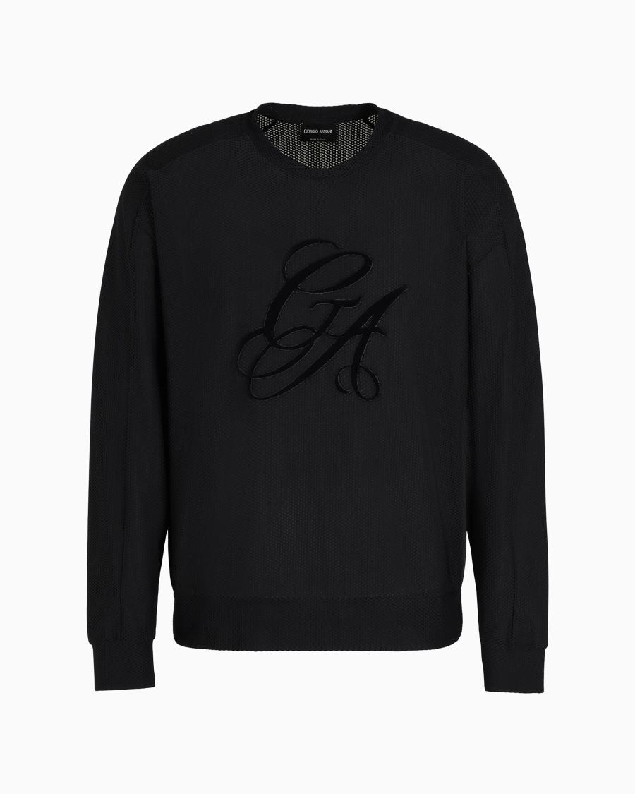 The world of armani FELPA GIROCOLLO IN GAUFRÉ TECNICO