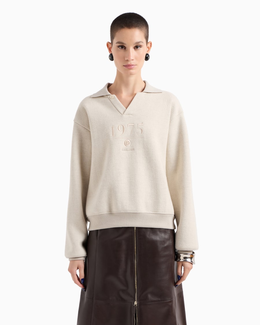 The World Of Armani FELPA IN JERSEY DOUBLE DI MISTO CASHMERE E LANA