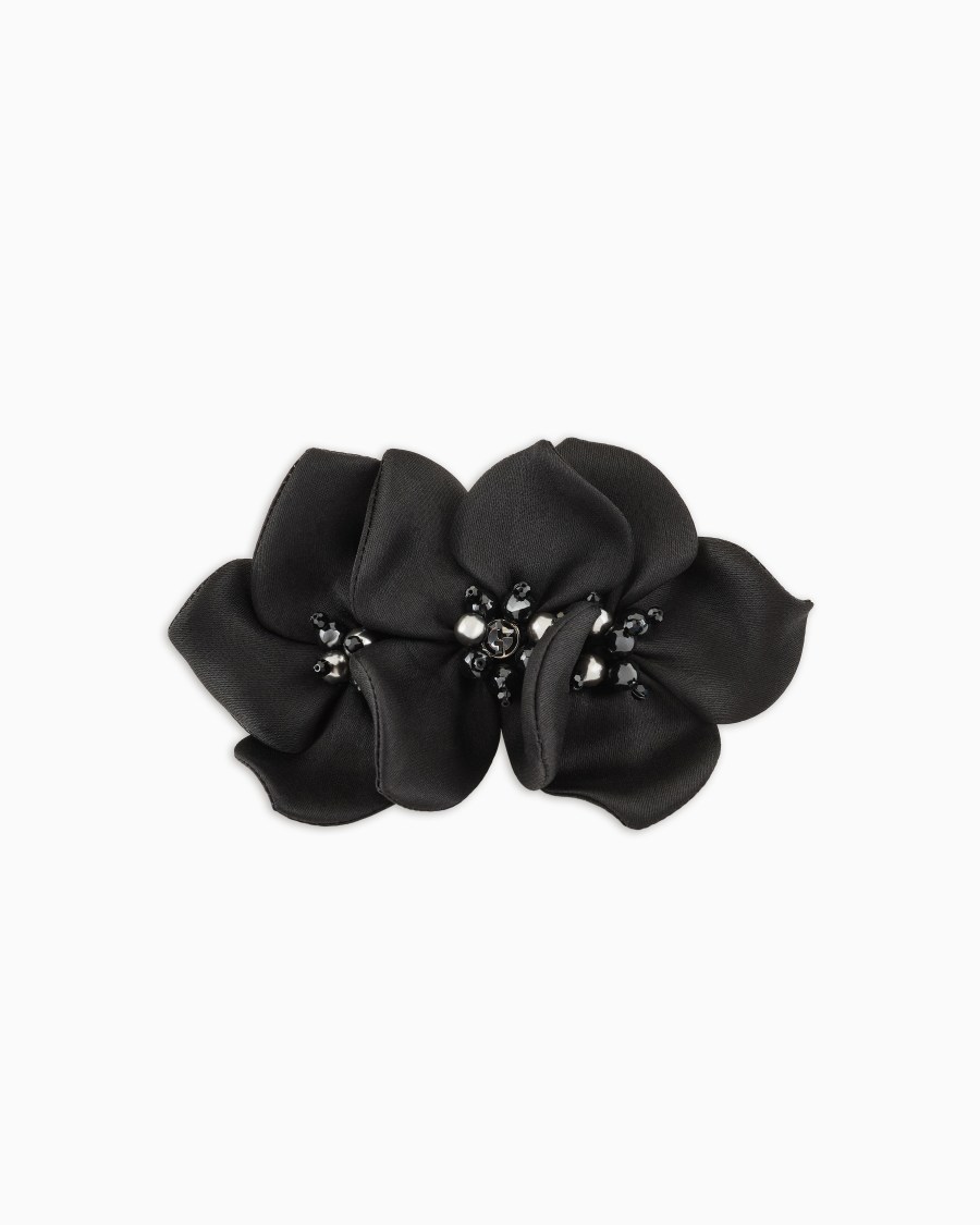 The world of armani FERMAGLIO IN MISTO SETA A FORMA DI FIORE