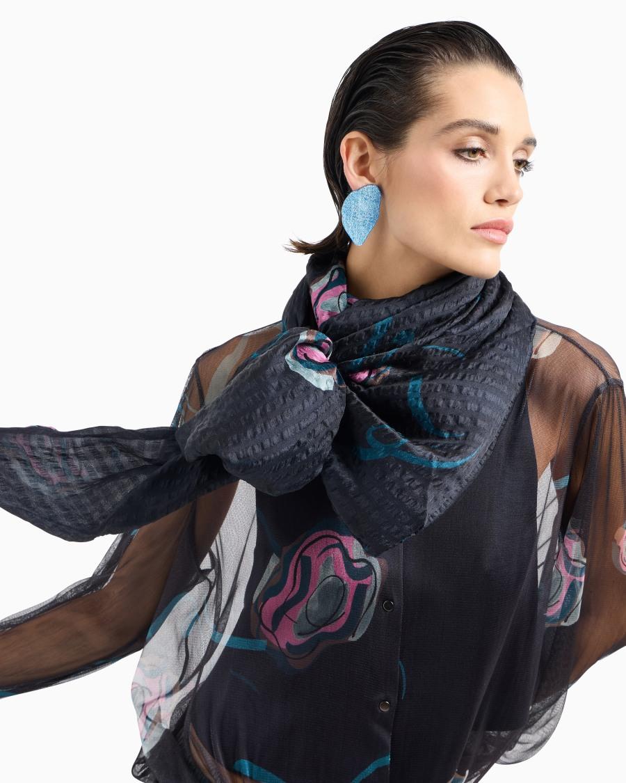 The World Of Armani FOULARD A TRIANGOLO IN SETA STAMPATA