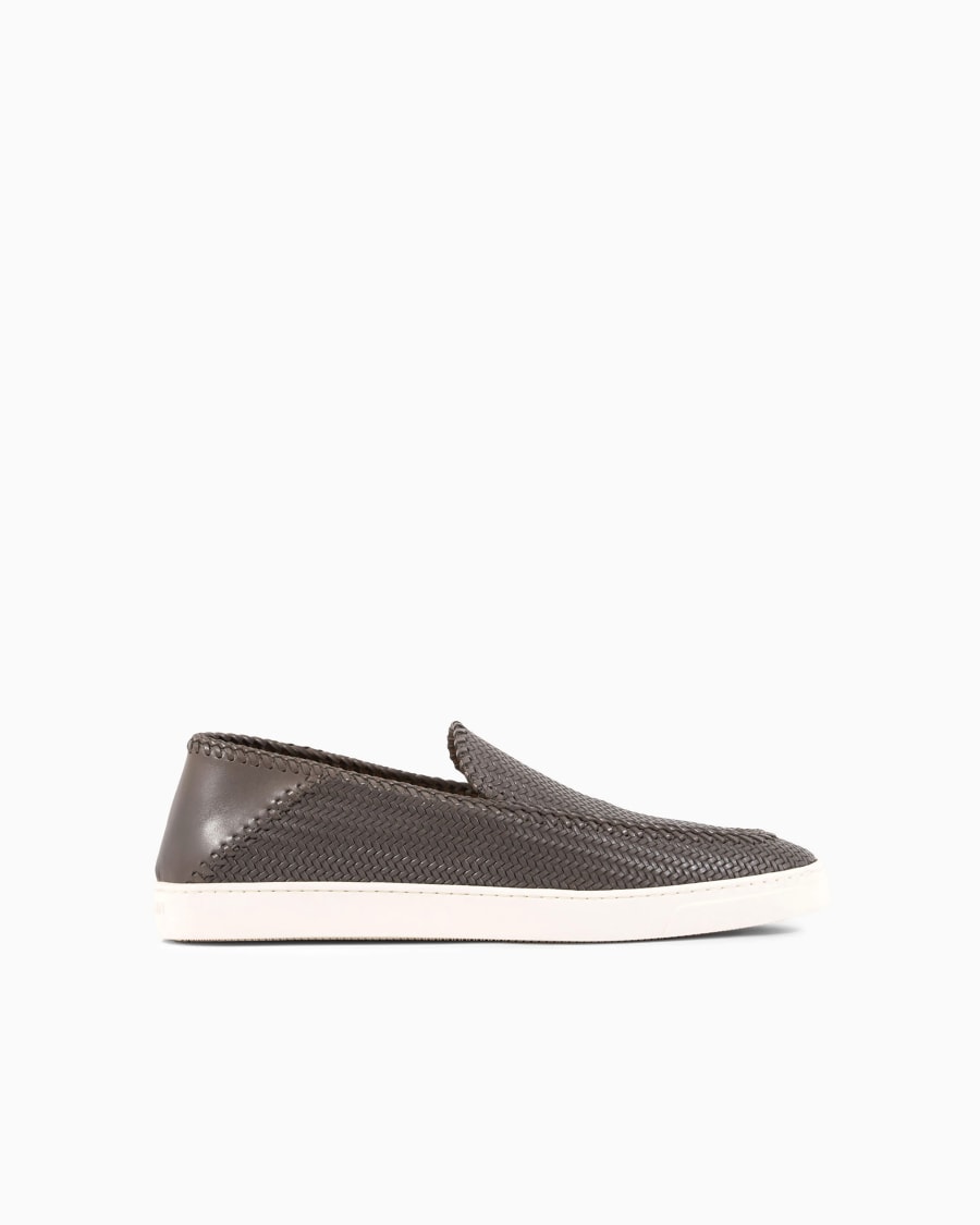 The world of armani GALLERIA 3 SLIP-ON IN PELLE MOTIVO INTRECCIO