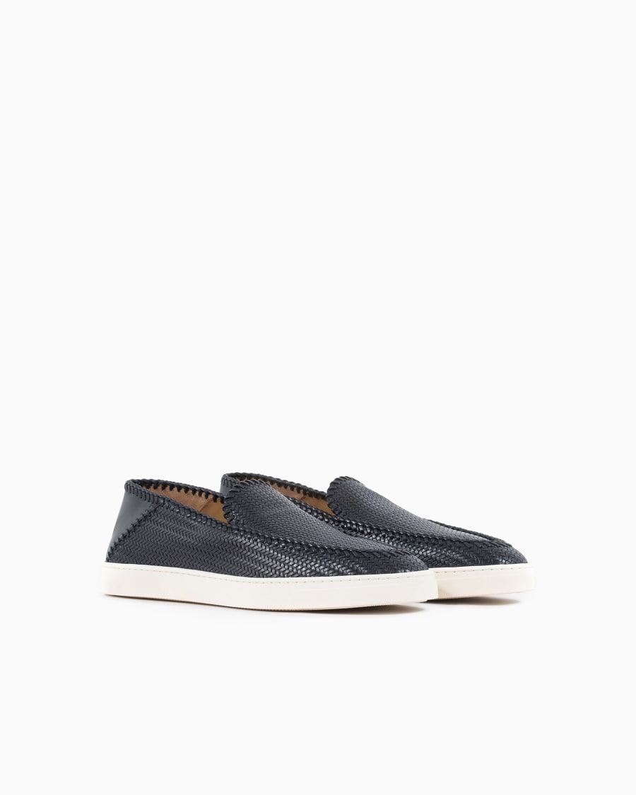 The World Of Armani GALLERIA 3 SLIP-ON IN PELLE MOTIVO INTRECCIO