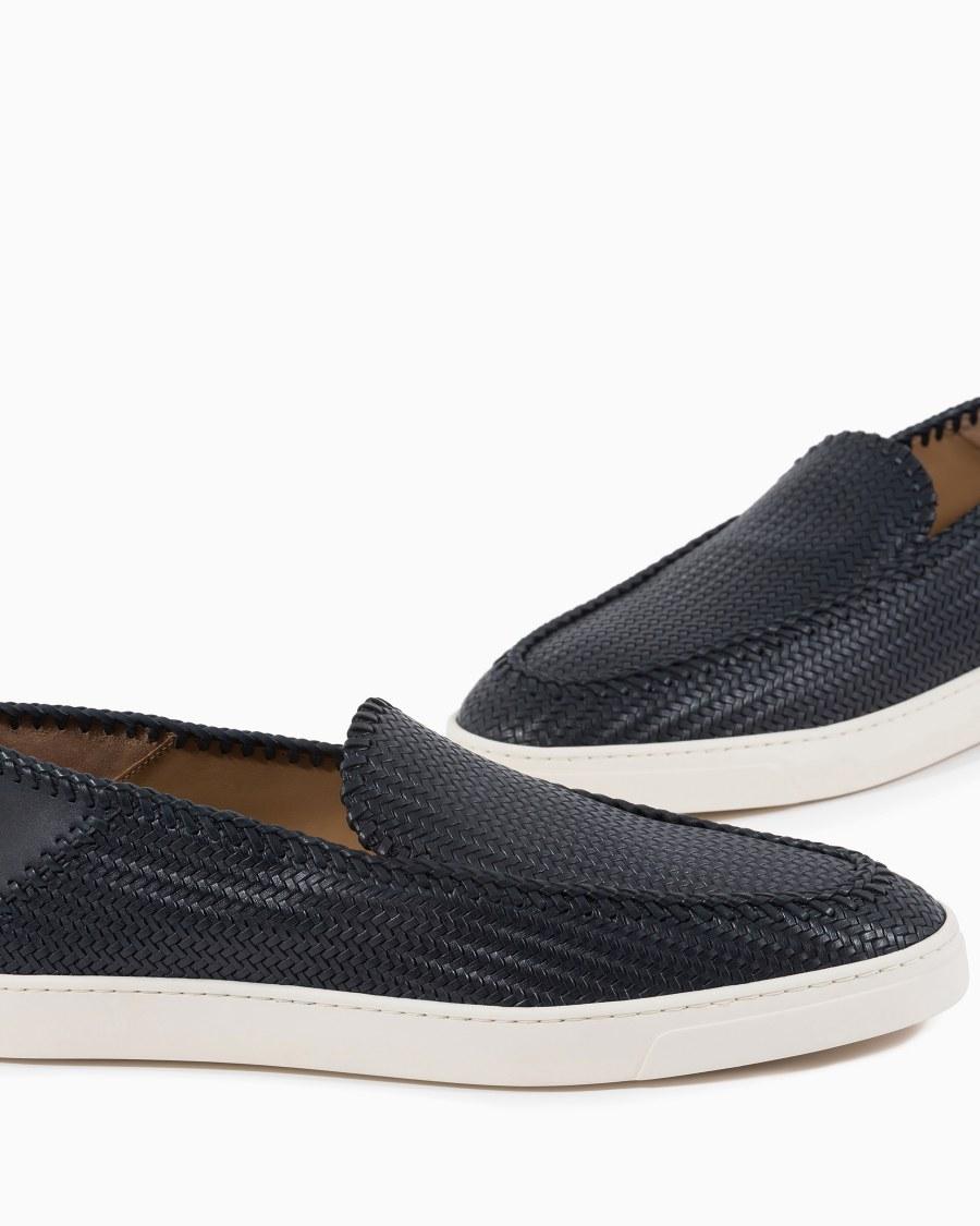 The World Of Armani GALLERIA 3 SLIP-ON IN PELLE MOTIVO INTRECCIO