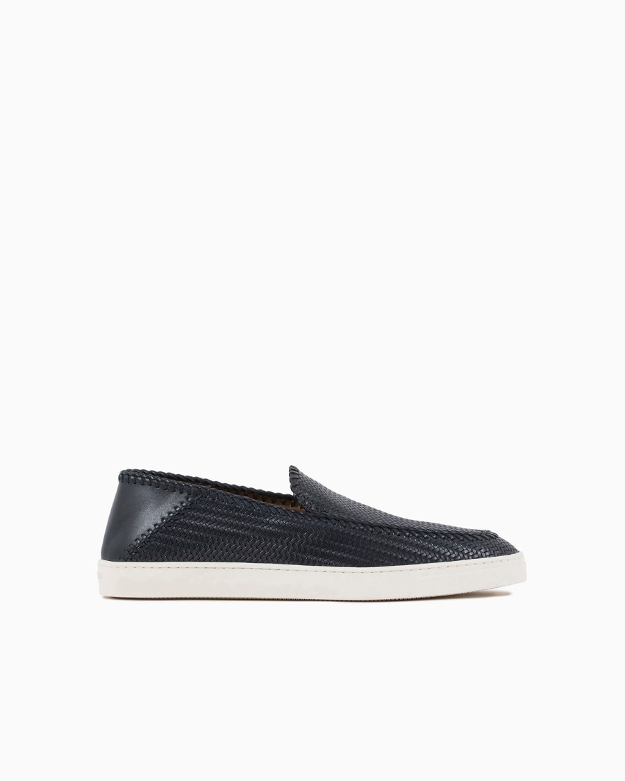 The world of armani GALLERIA 3 SLIP-ON IN PELLE MOTIVO INTRECCIO