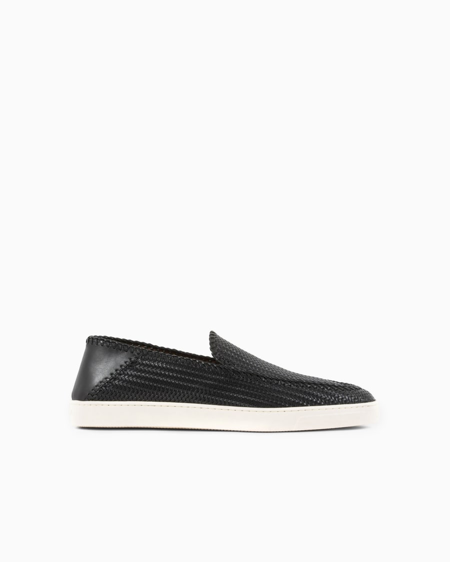The world of armani GALLERIA 3 SLIP-ON IN PELLE MOTIVO INTRECCIO