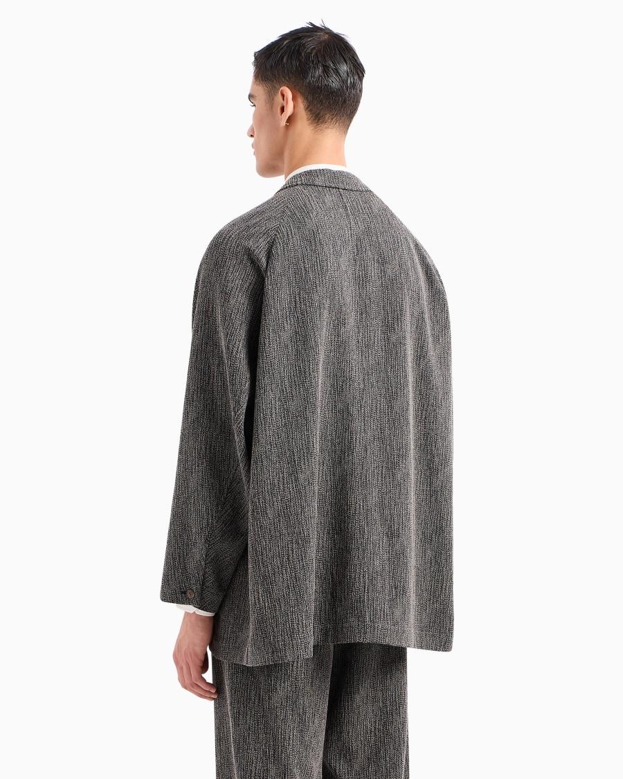 The World Of Armani GIACCA CAMICIA MONOPETTO IN MISTO VISCOSA E LANA JACQUARD