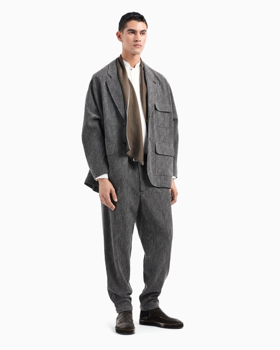 The World Of Armani GIACCA CAMICIA MONOPETTO IN MISTO VISCOSA E LANA JACQUARD