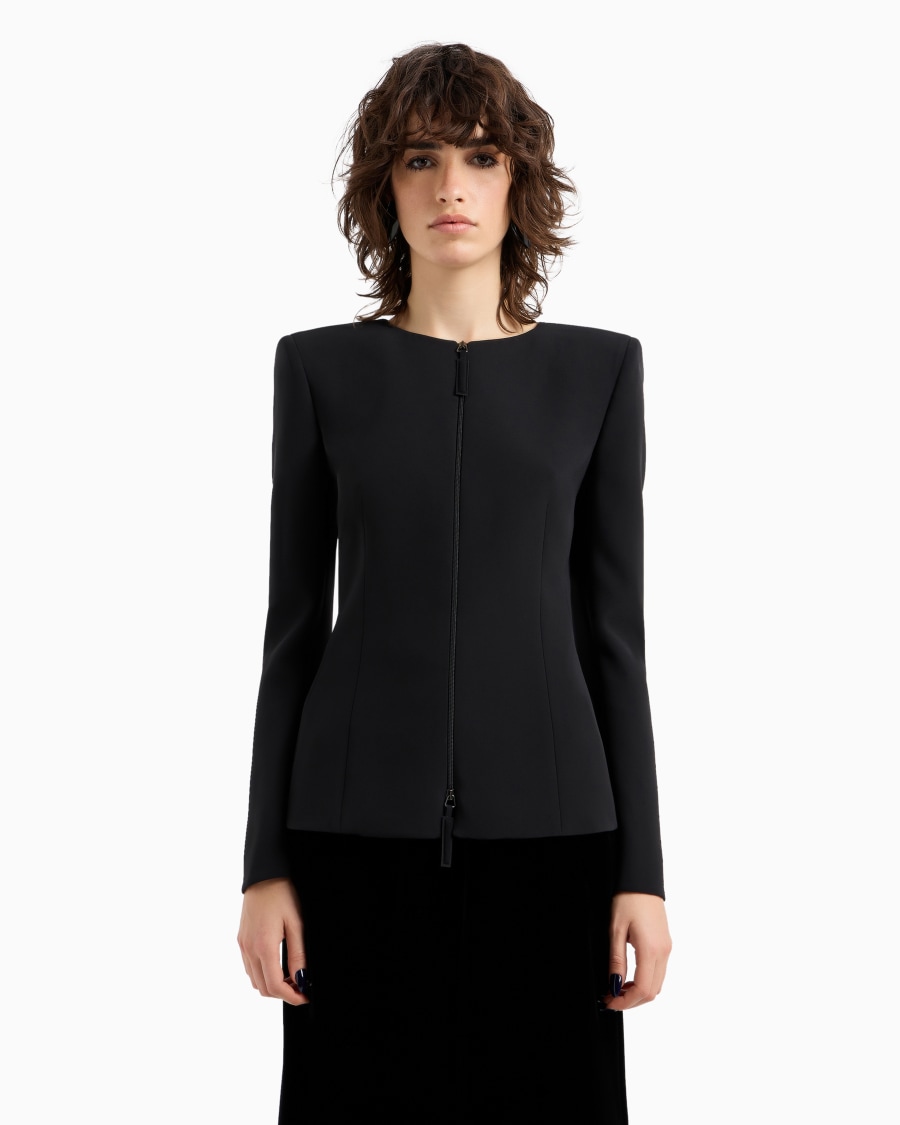 The World Of Armani GIACCA CON ZIP IN CADY DI SETA CON DETTAGLIO FIOCCHI