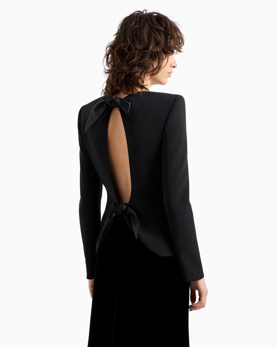 The World Of Armani GIACCA CON ZIP IN CADY DI SETA CON DETTAGLIO FIOCCHI