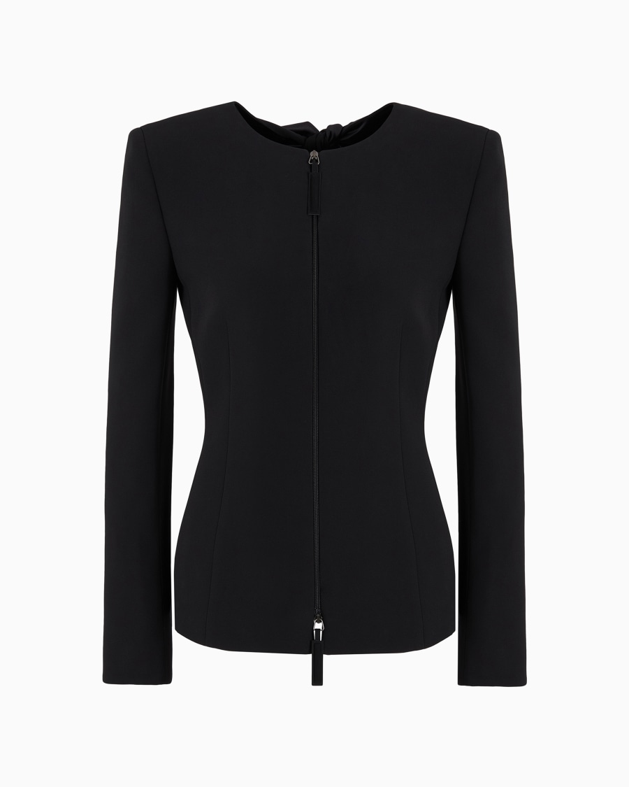 The world of armani GIACCA CON ZIP IN CADY DI SETA CON DETTAGLIO FIOCCHI