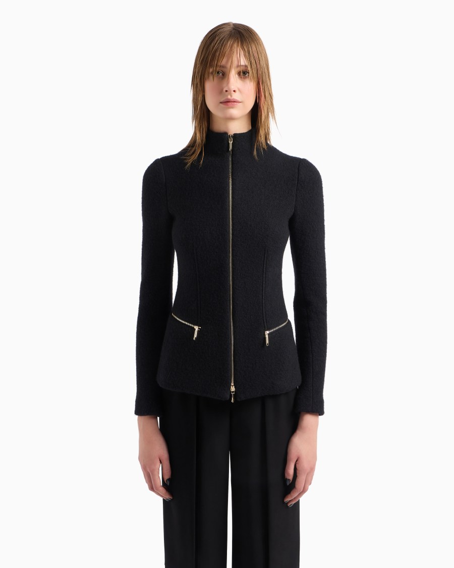 The World Of Armani GIACCA CON ZIP IN COTONE LANA E CASHMERE DOUBLE