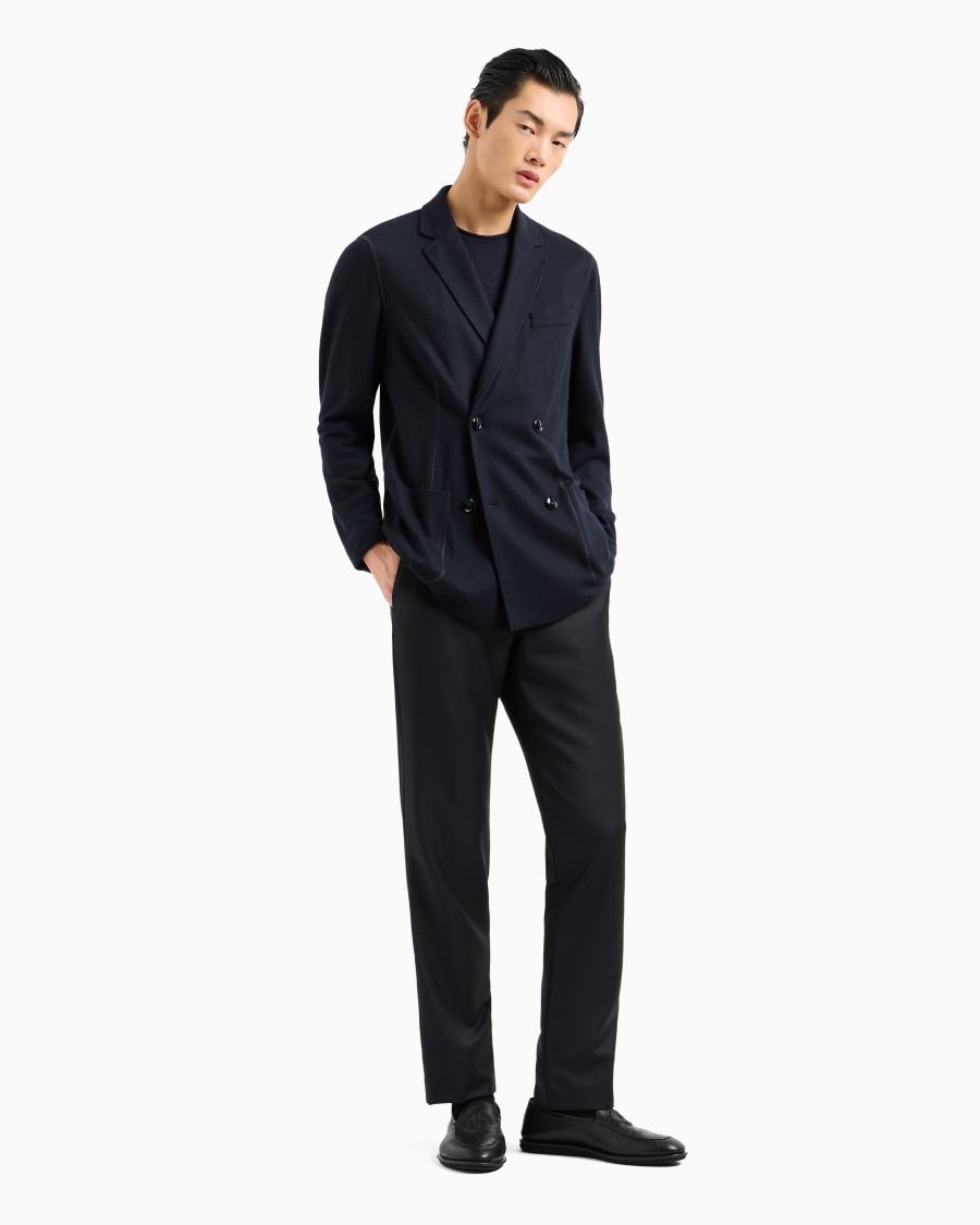 The World Of Armani GIACCA DOPPIOPETTO ICON IN INTERLOCK DI CASHMERE FOLLATO