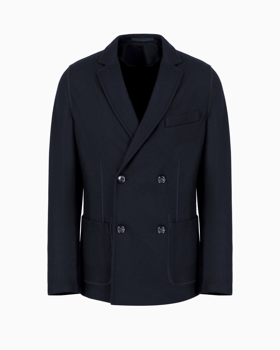 The world of armani GIACCA DOPPIOPETTO ICON IN INTERLOCK DI CASHMERE FOLLATO
