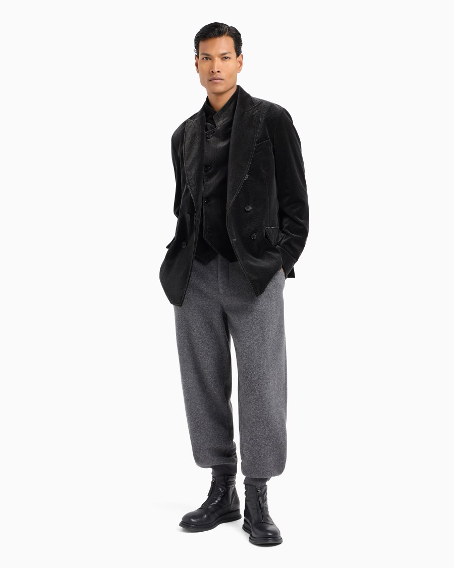The World Of Armani GIACCA DOPPIOPETTO IN VELLUTO MILLERIGHE