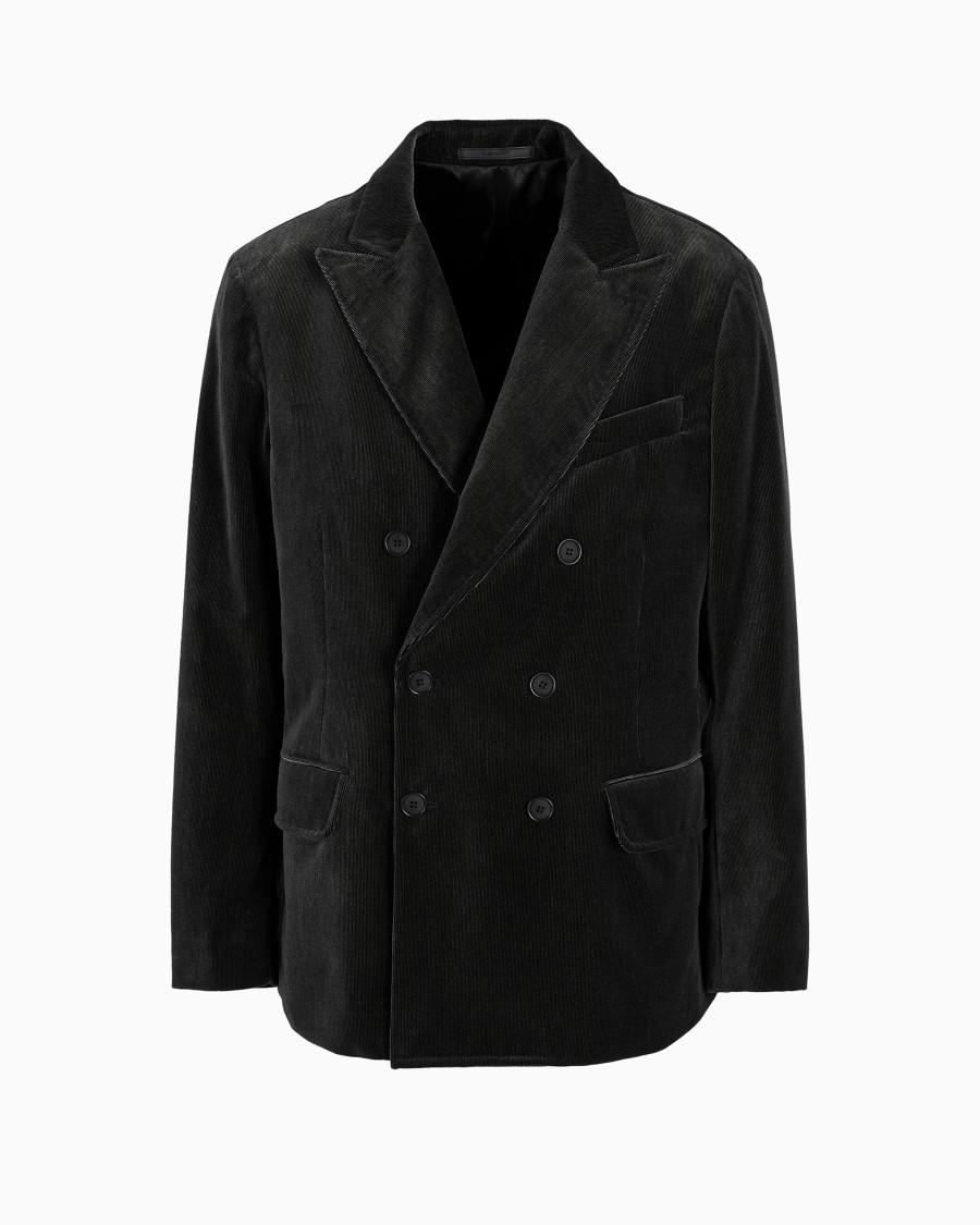 The world of armani GIACCA DOPPIOPETTO IN VELLUTO MILLERIGHE