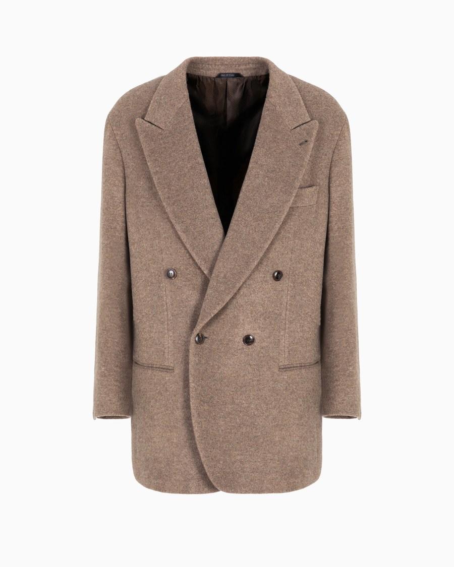 The world of armani GIACCA DOPPIOPETTO LINEA HERITAGE IN PILE DI CASHMERE MÉLANGE