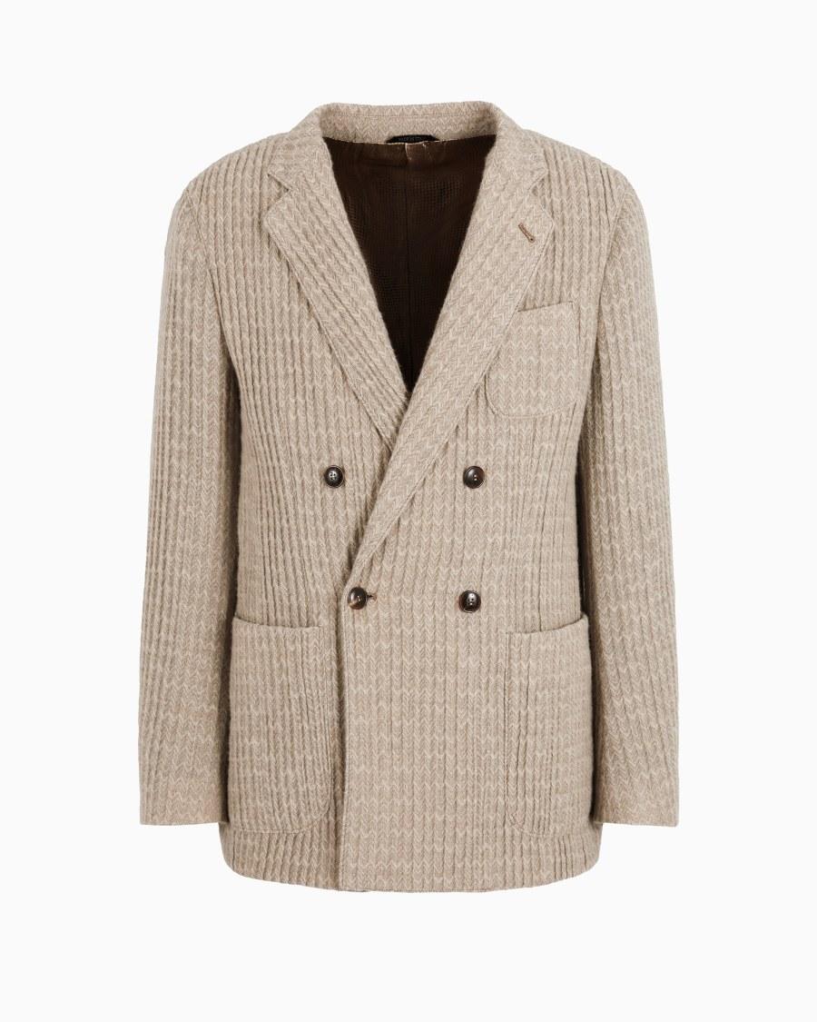 The world of armani GIACCA DOPPIOPETTO LINEA UPTON IN CASHMERE E SETA JACQUARD