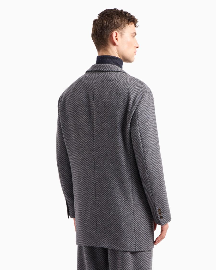 The World Of Armani GIACCA LINEA HERITAGE MONOPETTO IN LANA VERGINE E CASHMERE JACQUARD CHEVRON