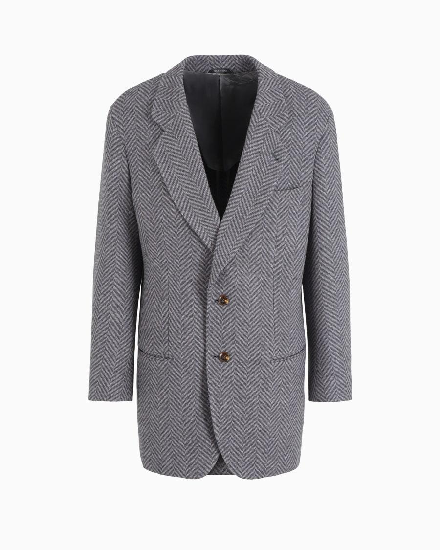 The world of armani GIACCA LINEA HERITAGE MONOPETTO IN LANA VERGINE E CASHMERE JACQUARD CHEVRON