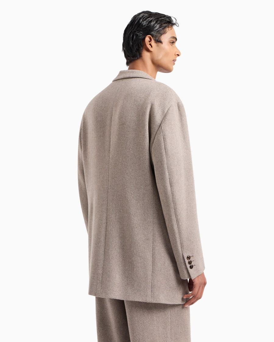 The World Of Armani GIACCA LINEA HERITAGE MONOPETTO IN MAGLIA BICOLORE DI CASHMERE E LANA