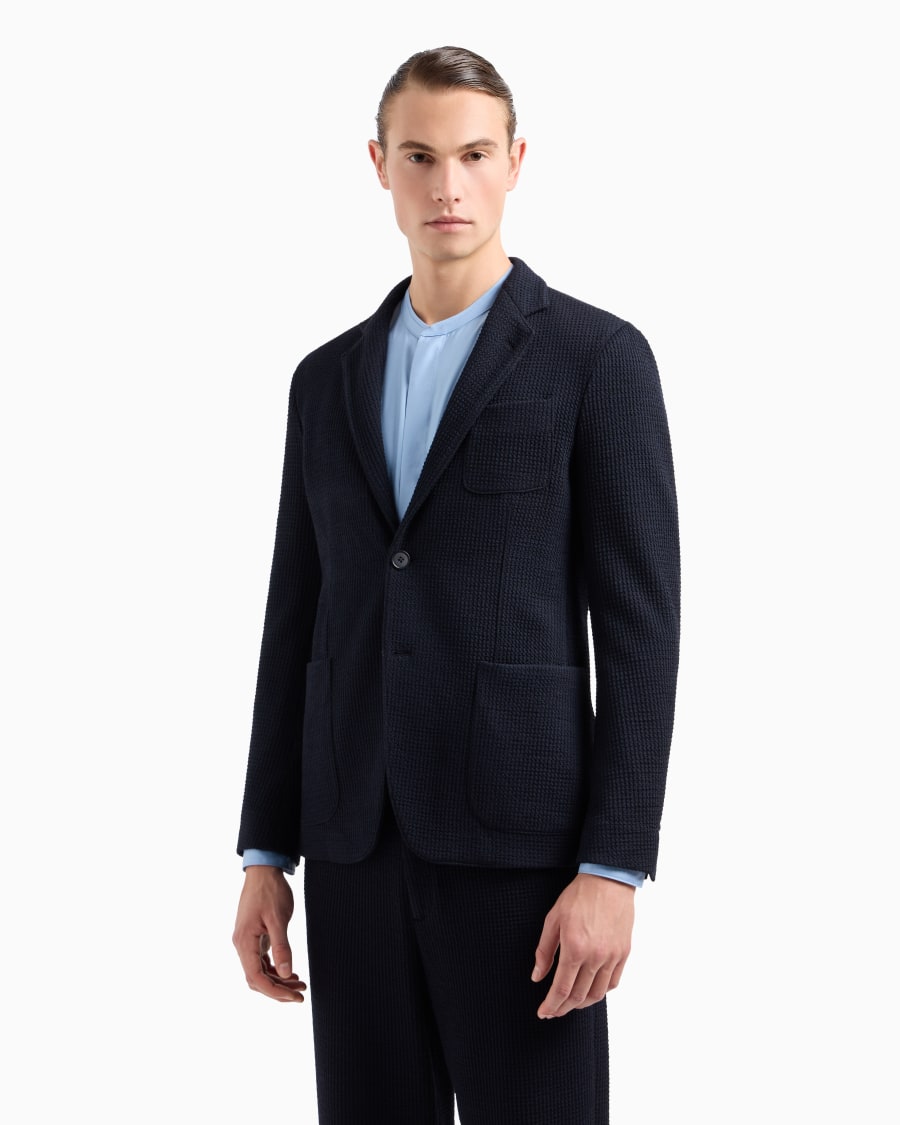 The World Of Armani GIACCA LINEA UPTON MONOPETTO IN JERSEY DI MISTO VISCOSA E LANA