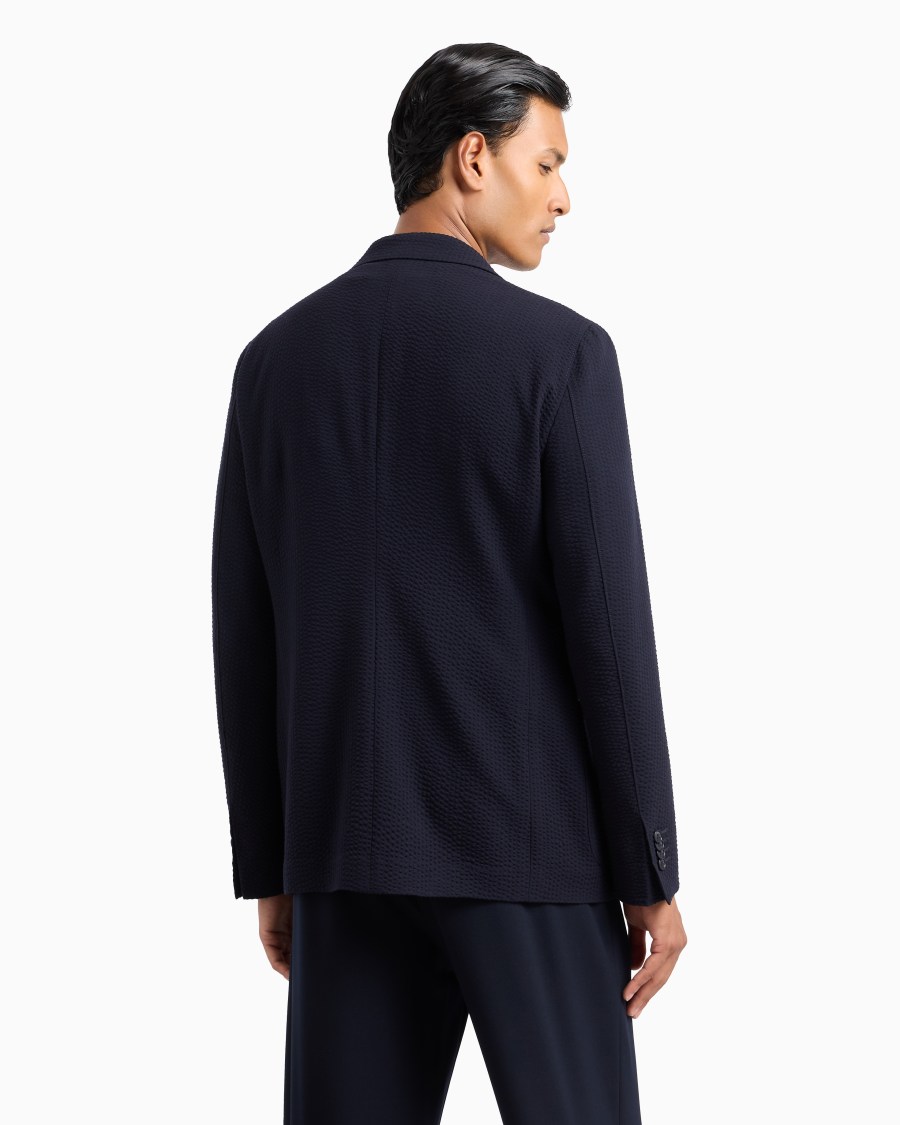 The World Of Armani GIACCA LINEA UPTON MONOPETTO IN LANA VERGINE E CASHMERE SEERSUCKER