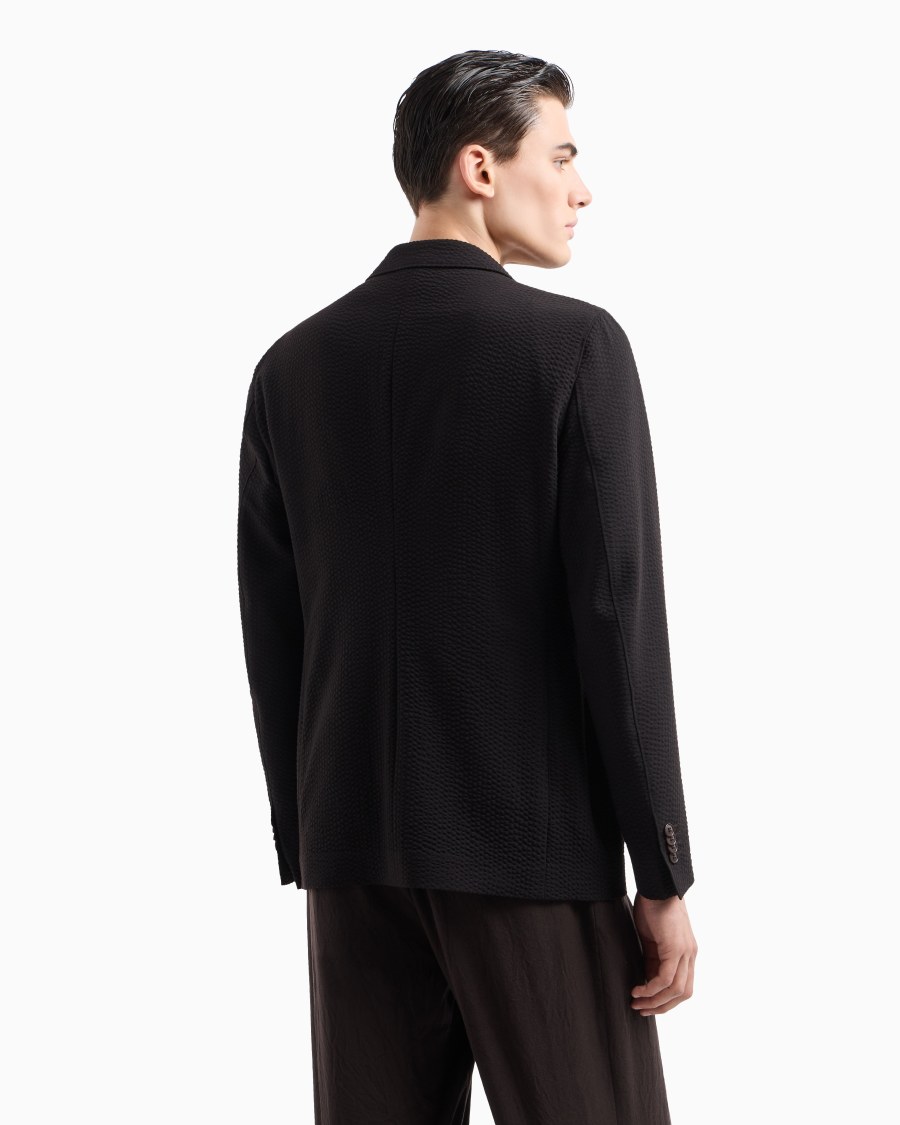 The World Of Armani GIACCA LINEA UPTON MONOPETTO IN LANA VERGINE E CASHMERE SEERSUCKER