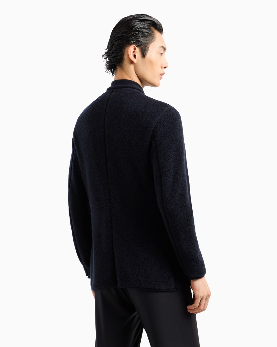 The World Of Armani GIACCA MONOPETTO ICON IN CASHMERE PUNTO PELLICCIA
